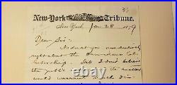 1879 Whitelaw Reid Autograph Letter Signed New York Tribune Editor Ohio War