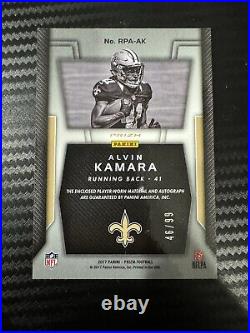 2017 Panini Prizm Rookie Patch Autographs Silver Prizm Alvin Kamara /99 rc