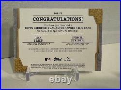 2024 Topps Tier One Max Fried/Spencer Strider Dual Auto Relic Book 6/10