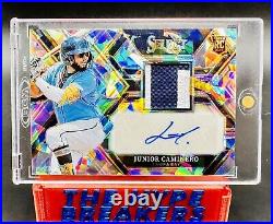 5/23 Junior Caminero Rookie Patch Auto 2 Color 2023 Select Cracked Ice Prizm SP