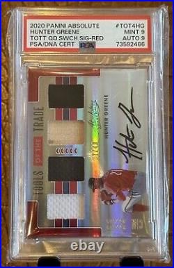 ALLSTAR? 2020 Absolute Hunter Greene Red Tools of Trade Quad /49 PSA 9 + Auto 9