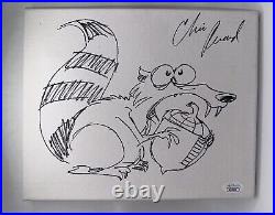 Chris Renaud Hand Signed & Sketched Stretched Canvas 8x10 Ice Age JSA COA