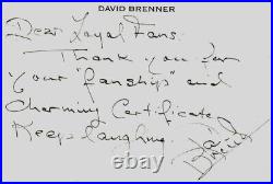 Comedy Legend David Brenner Written Note