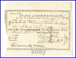 Connecticut Pay Order Issued to Wm. S. Johnson Autographs Autographs of Famo