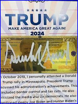 Donald Trump Autographed Signed Bill MAGA With Certificate Of Authenticity Notaty