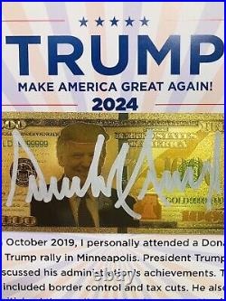 Donald Trump Autographed Signed Bill MAGA With Certificate Of Authenticity Notaty