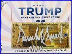 Donald Trump Autographed Signed Bill MAGA With Certificate Of Authenticity Notaty