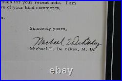 Dr Michael DeBakey Signed Framed 12x18 Photo + 1966 Letter Display JSA