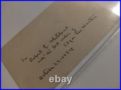 Edgar Lee Masters Handwritten Inscription To Robert Whitehead. Signed Card