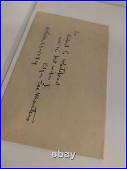 Edgar Lee Masters Handwritten Inscription To Robert Whitehead. Signed Card