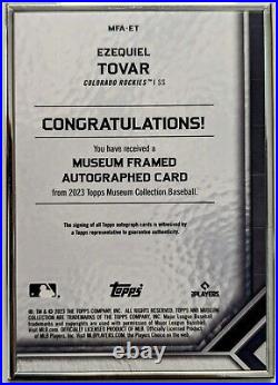 Ezequiel Tovar 2023 Topps Museum Collection Framed Auto Silver Ink /15 RARE MINT