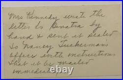Handwritten 3x5 Card From White House Kennedy Presidency Sinatra- Guernseys