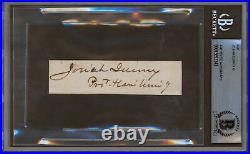 Josiah Quincy III Authentic Signed 1x3.75 Cut Signature Autographed BAS Slabbed