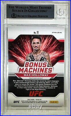 Max Holloway auto 2022 Panini Prizm card #11 UFC BAS Encapsulated Prizms Green