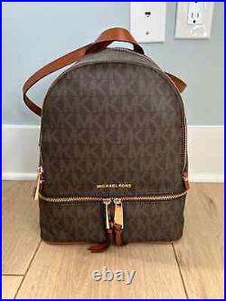 Michael Kors Rhea Signature Logo Backpack Medium Brown