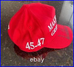 Official NEW Authentic Red 45-47 MAGA HAT signed By DONALD TRUMP