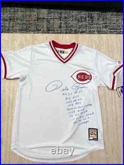 Pete Rose AUTO Autographed Signed Reds COOPERSTOWN 9 Stat Jersey JSA CERT