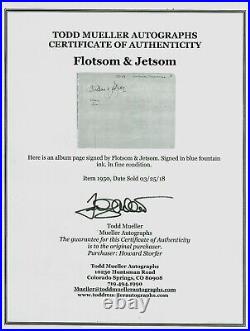 RARE! 1940's Entertainers Flotsom & Jetsom Signed Album Page COA