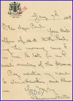 RARE! Essayist Laurence Hutton Hand Written Letter Dated 1898 Todd Mueller COA