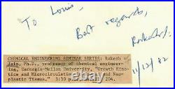 RARE! Tumor Biology Rakesh Jain Signed Album Page Dated 1982 COA
