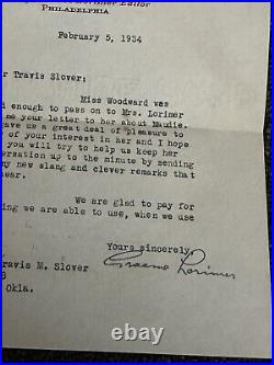 Rare 1934 Saturday Evening Post letter George Horace Lorimer Editor letterhead