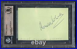 Ronald Coleman d1958 signed on 2-10-48 autograph 2x3 cut Actor A Double Life BAS