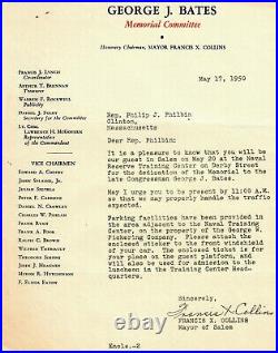 Salem Mass Mayor Francis X Collins Signed TLS Dated 1950 Todd Mueller COA
