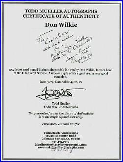 Secret Service Director Don Wilkie Hand Signed 3X5 Card Todd Mueller COA