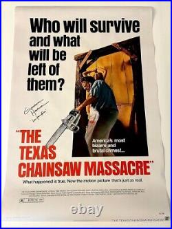 Texas Chainsaw Massacre Movie Poster 27X40 SIGNED BY GUNNAR HANSEN withPIC & COA