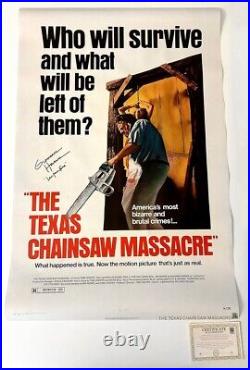 Texas Chainsaw Massacre Movie Poster 27X40 SIGNED BY GUNNAR HANSEN withPIC & COA