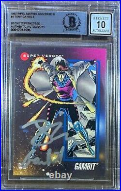 Tony Daniels auto insc card 1992 Impel MU III #4 X-men Gambit BAS Encap auto 10