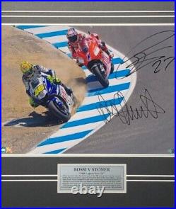 Valentino Rossi v Casey Stoner AUTOGRAPHED 2008 Laguna Seca GP